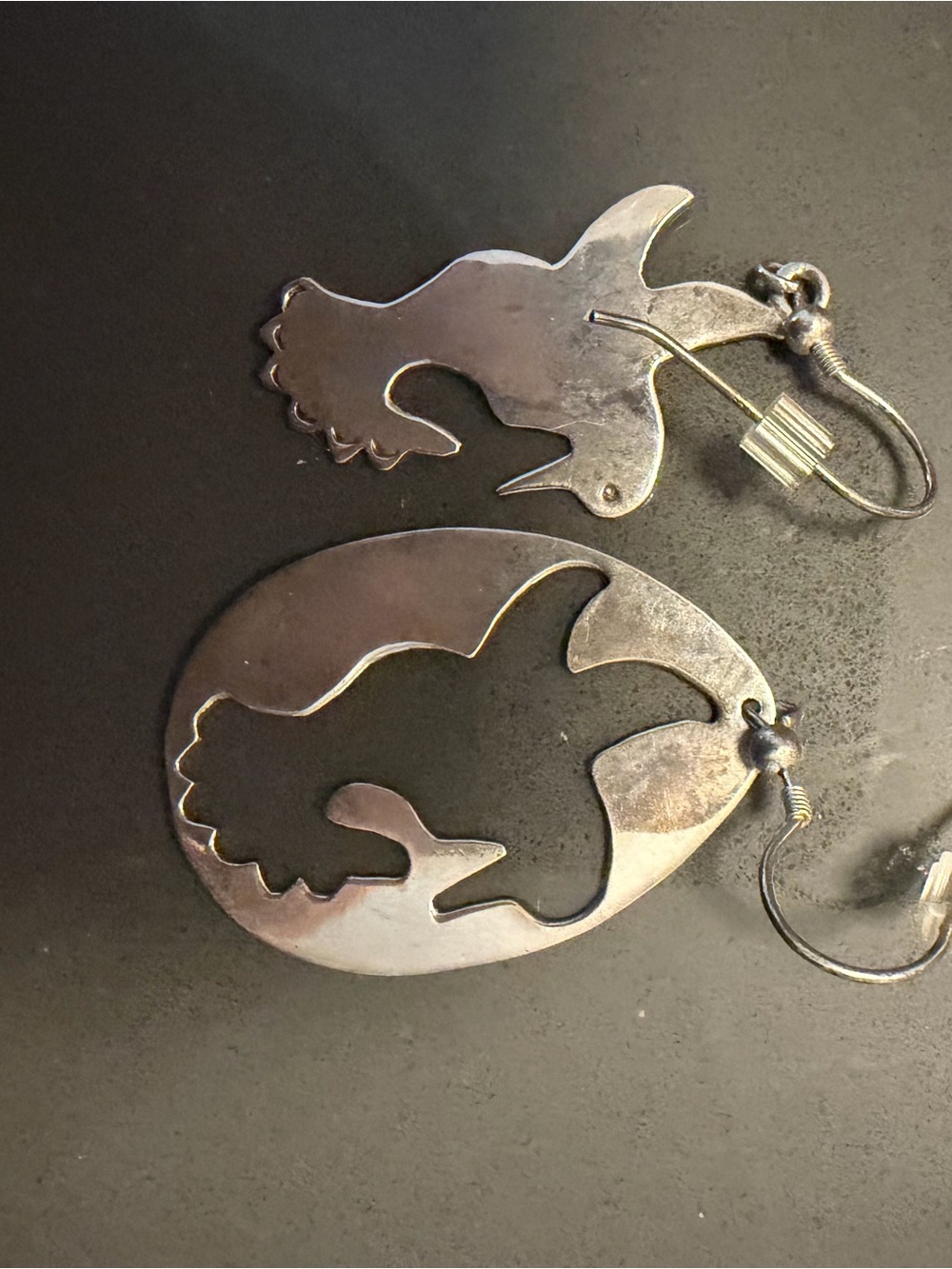 Silver-tone Dove Cutout Drop Earrings